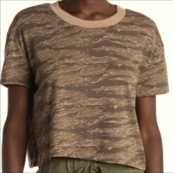 ALTERNATIVE APPAREL Cropped Boxy Tee, Camo, XS - Picture 1 of 7